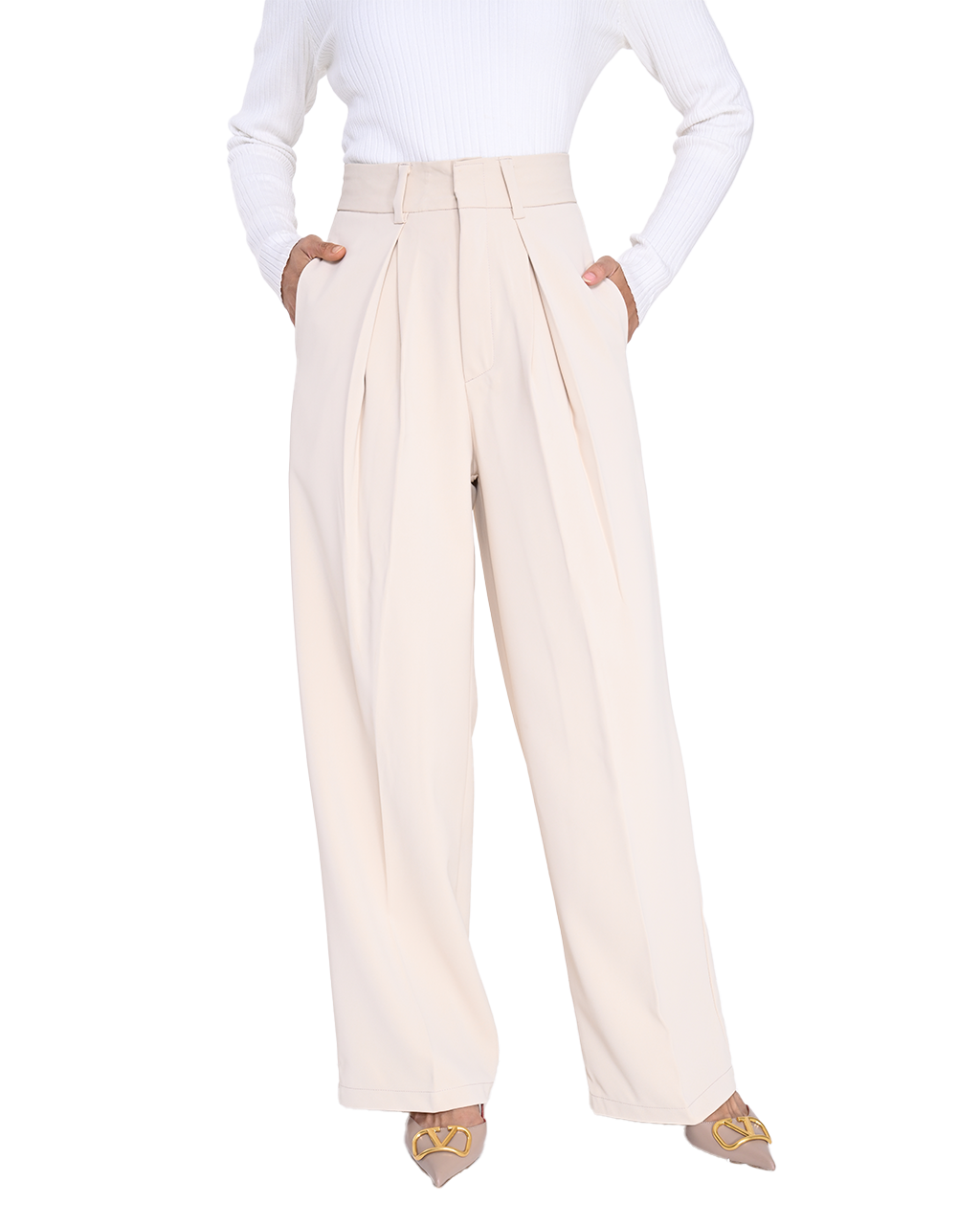 AVERY WIDE LEG PANTS IN BEIGE