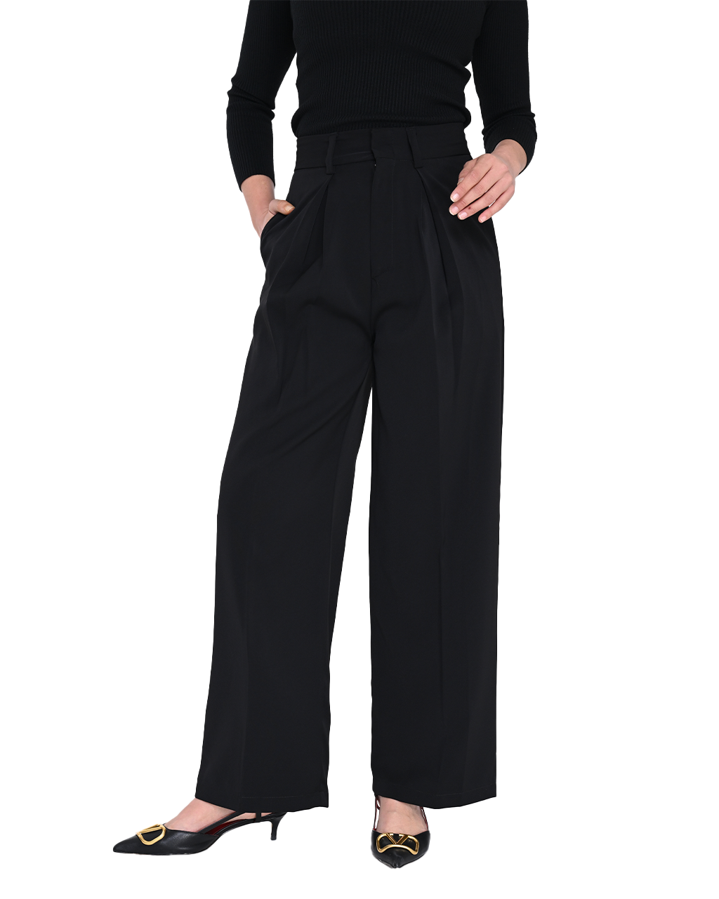 AVERY WIDE LEG PANTS IN BLACK