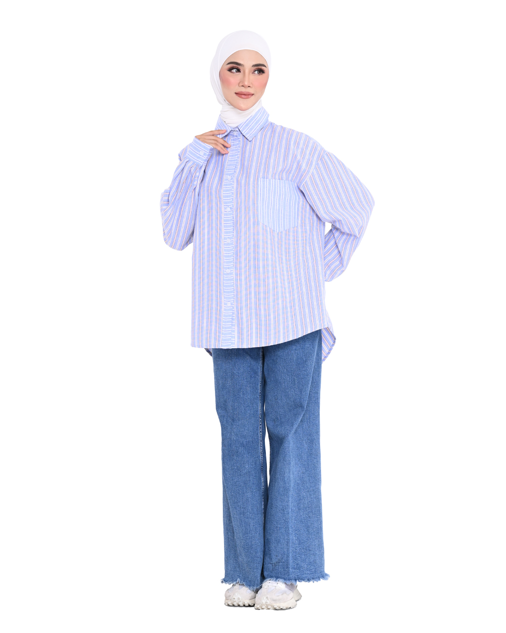 CORDELIA STRIPE SHIRT IN BLUE