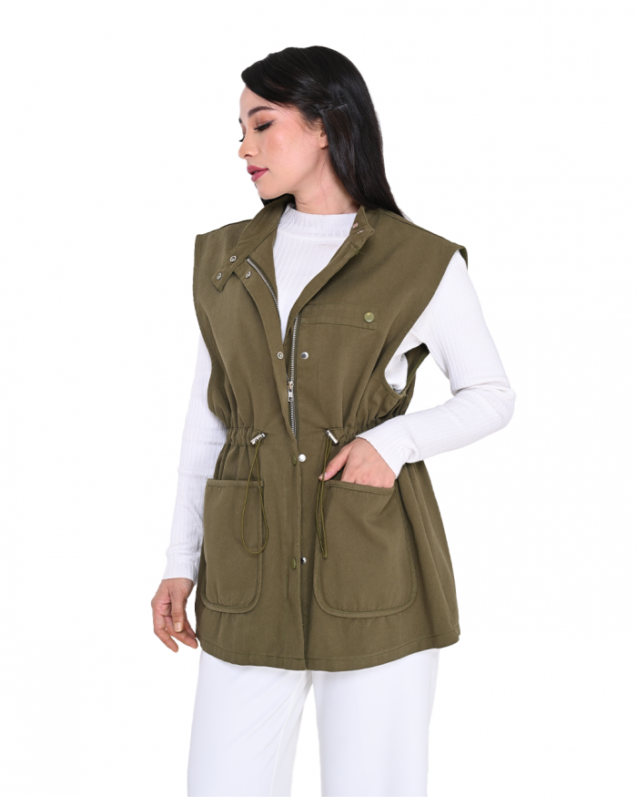 RYLIE VEST JACKET IN ARMY GREEN