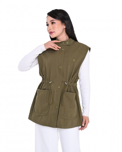 RYLIE VEST JACKET IN ARMY GREEN