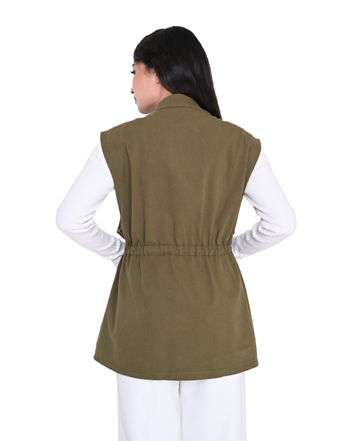 RYLIE VEST JACKET IN ARMY GREEN