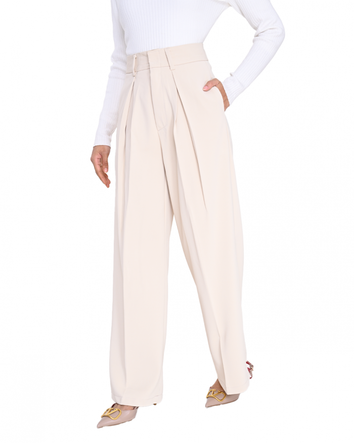 AVERY WIDE LEG PANTS IN BEIGE