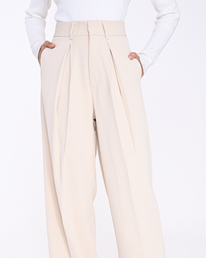 AVERY WIDE LEG PANTS IN BEIGE