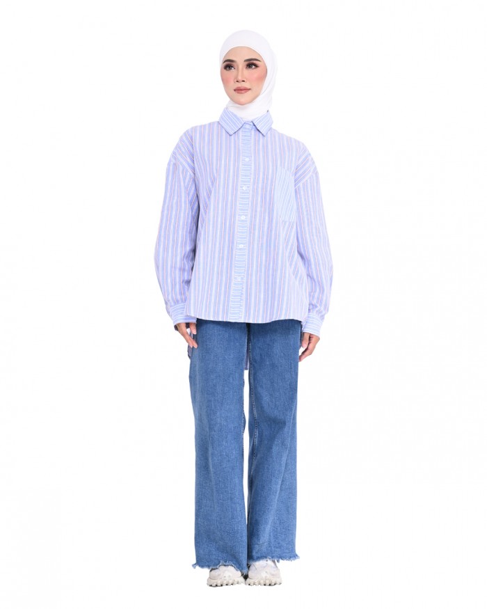 CORDELIA STRIPE SHIRT IN BLUE