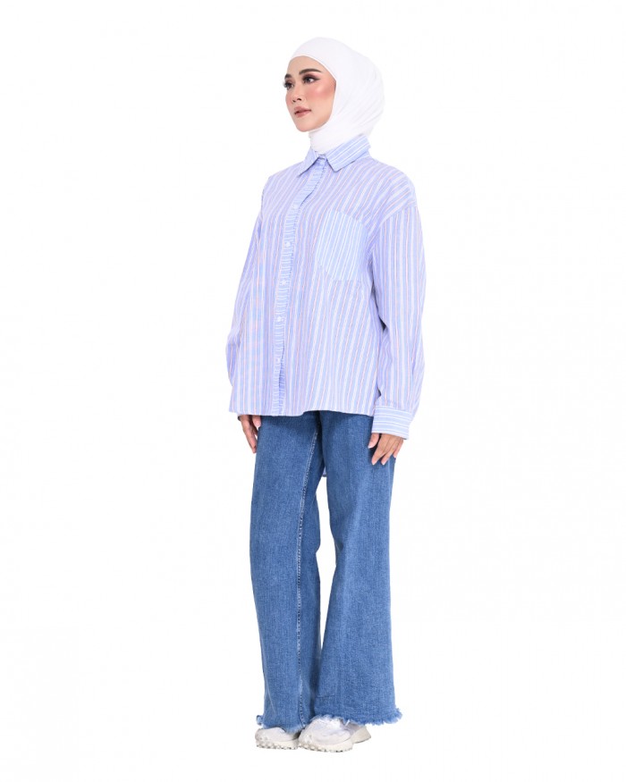 CORDELIA STRIPE SHIRT IN BLUE