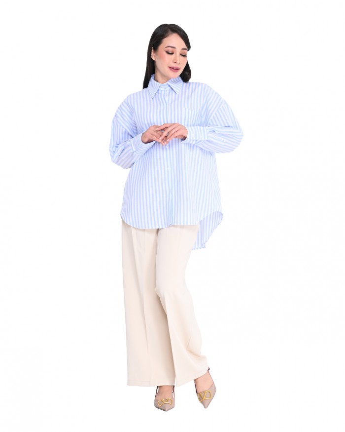 REINA STRIPE SHIRT IN LIGHT BLUE