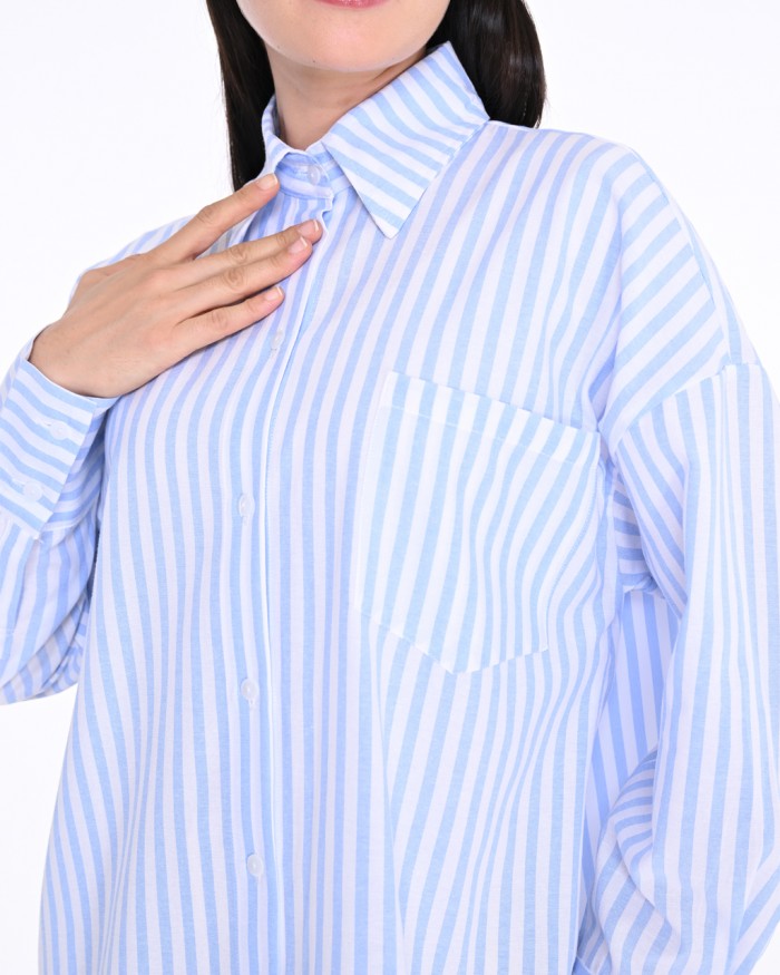 REINA STRIPE SHIRT IN LIGHT BLUE